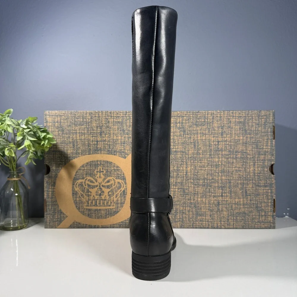 Born Saddler Black Leather Knee High Boots‎ Women Size 5 M